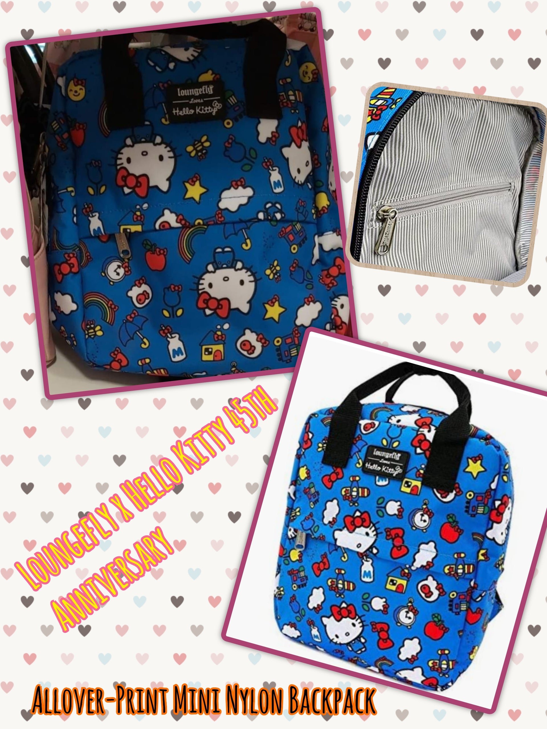 Loungefly x Hello Kitty Ice Cream Print Nylon Backpack Multi SANBK0335 Loungefly x Hello Kitty Ice Cream Print Nylon Backpack Multi SANBK0335